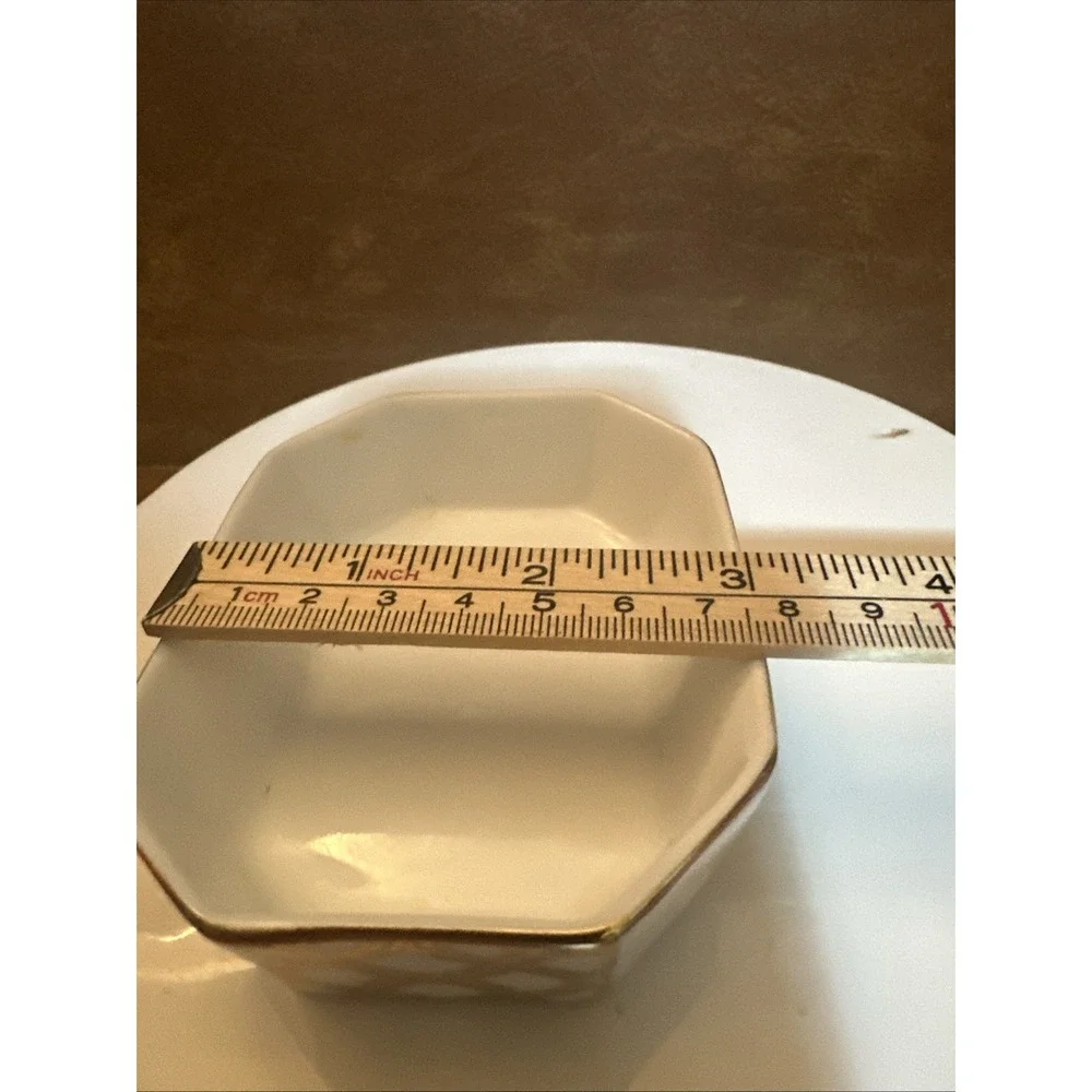 VTG Estee Lauder Porcelain Soap Or Trinket Dish Art Deco Gold Trim